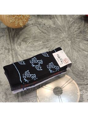 Black and Blue Casual Socks with Playful Dinosaur Design